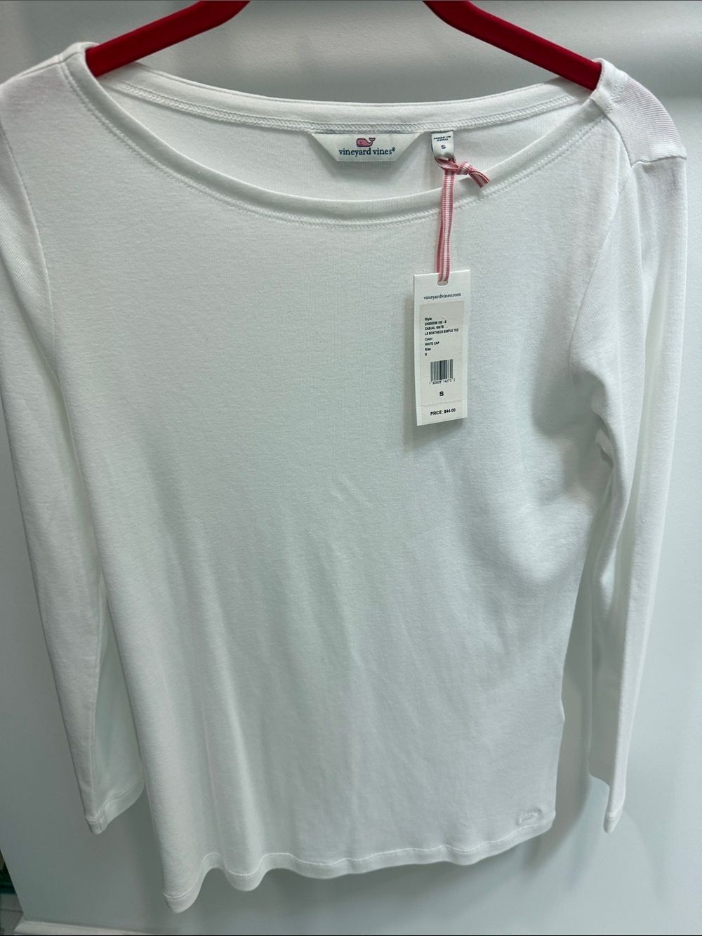 Vineyard Vines White Long-Sleeve Boatneck Tee